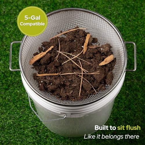 Wenses Round Soil Sifter for 5Gallon Bucket 14inch Mesh Stainless Steel Garden Sieve with Handles - Image 3