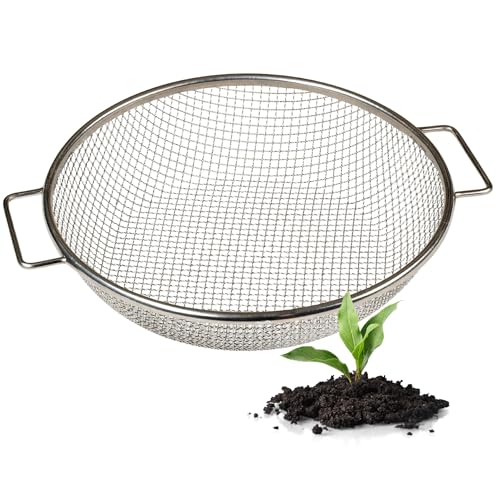 Wenses Round Soil Sifter for 5Gallon Bucket 14inch Mesh Stainless Steel Garden Sieve with Handles - Image 1