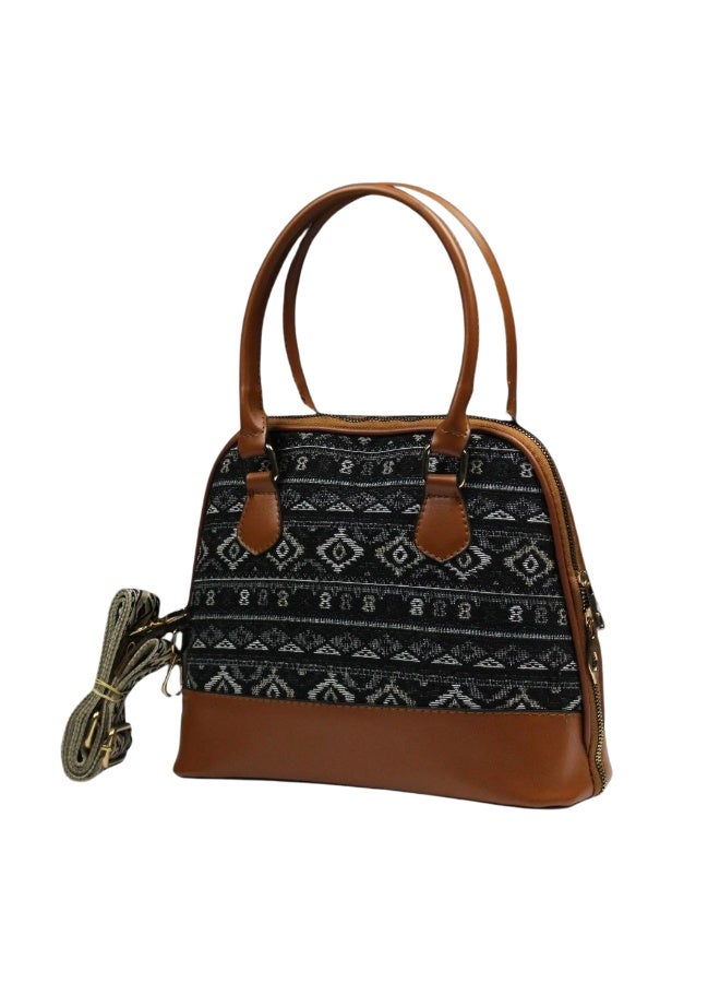 A shoulder bag with a cool Bedouin design -camel
