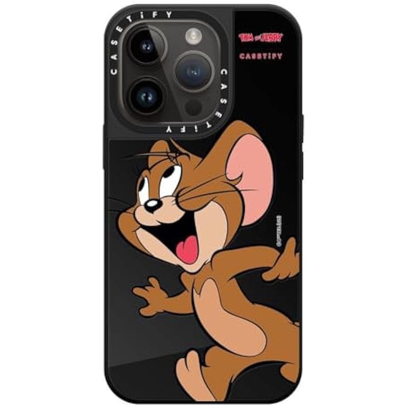 Casetify Mirror Case for iPhone 14 Pro 【Tom and Jerry Colab/Reflective / 4.9ft Drop Protection/Compatible with Magsafe】 - Jerry Character - Black on Black - Image 2
