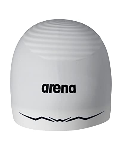 Arena Silicone Racing Swim Cap Men and Women Aquaforce Wave Hydrodynamic Performance Competitive Intensive Swimming White Medium - Image 1