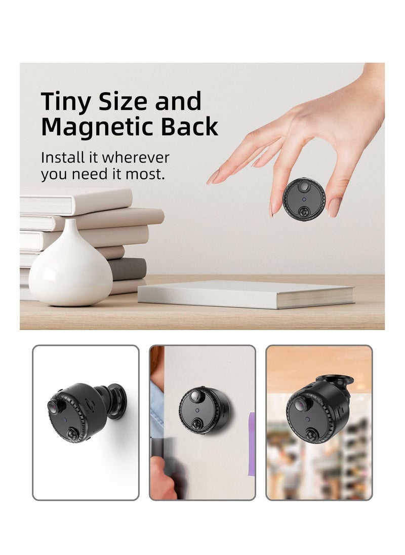 4K Wireless Mini Hidden Portable Night Vision Surveillance Camera with Motion Detection Black