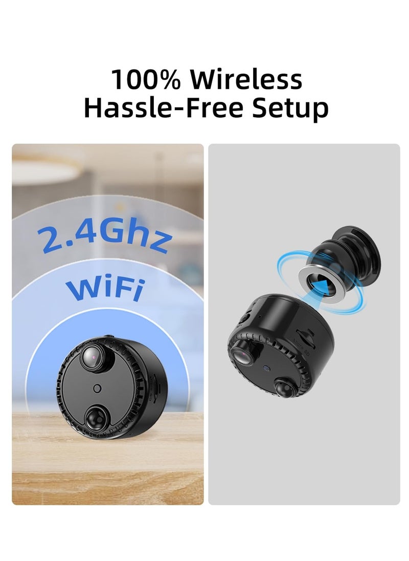 4K Wireless Mini Hidden Portable Night Vision Surveillance Camera with Motion Detection Black