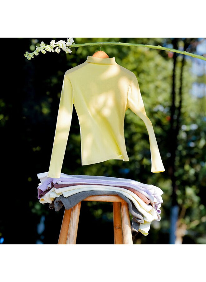 Montagut Women's Semi-turtleneck Slim Fit Base Layer Thin Long Sleeve Modal Cotton Top Spring Autumn White - Image 3