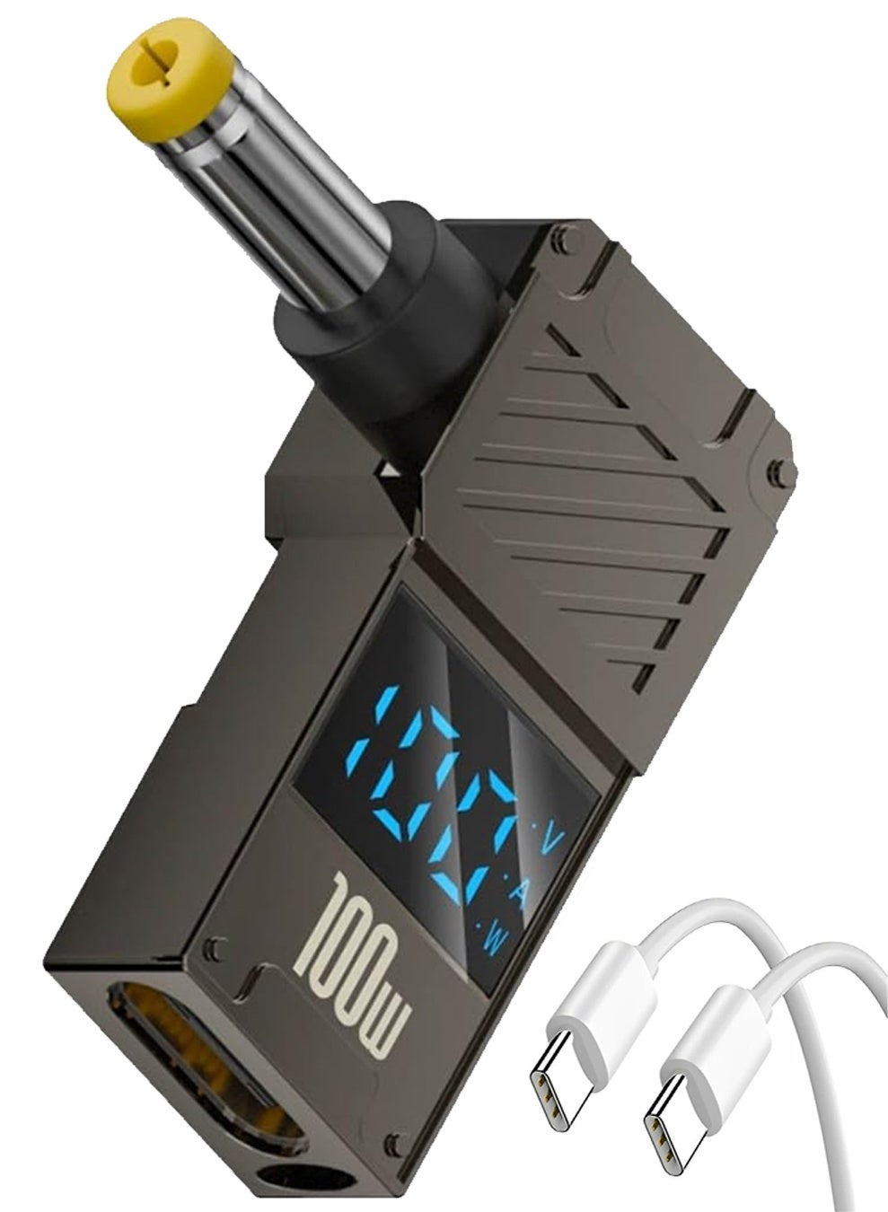 سانموجيد سانموجيد محول USB Type-C إلى DC 5.5x1.7 مم 100 واط مع كابل 1.5 متر وشاشة رقمية