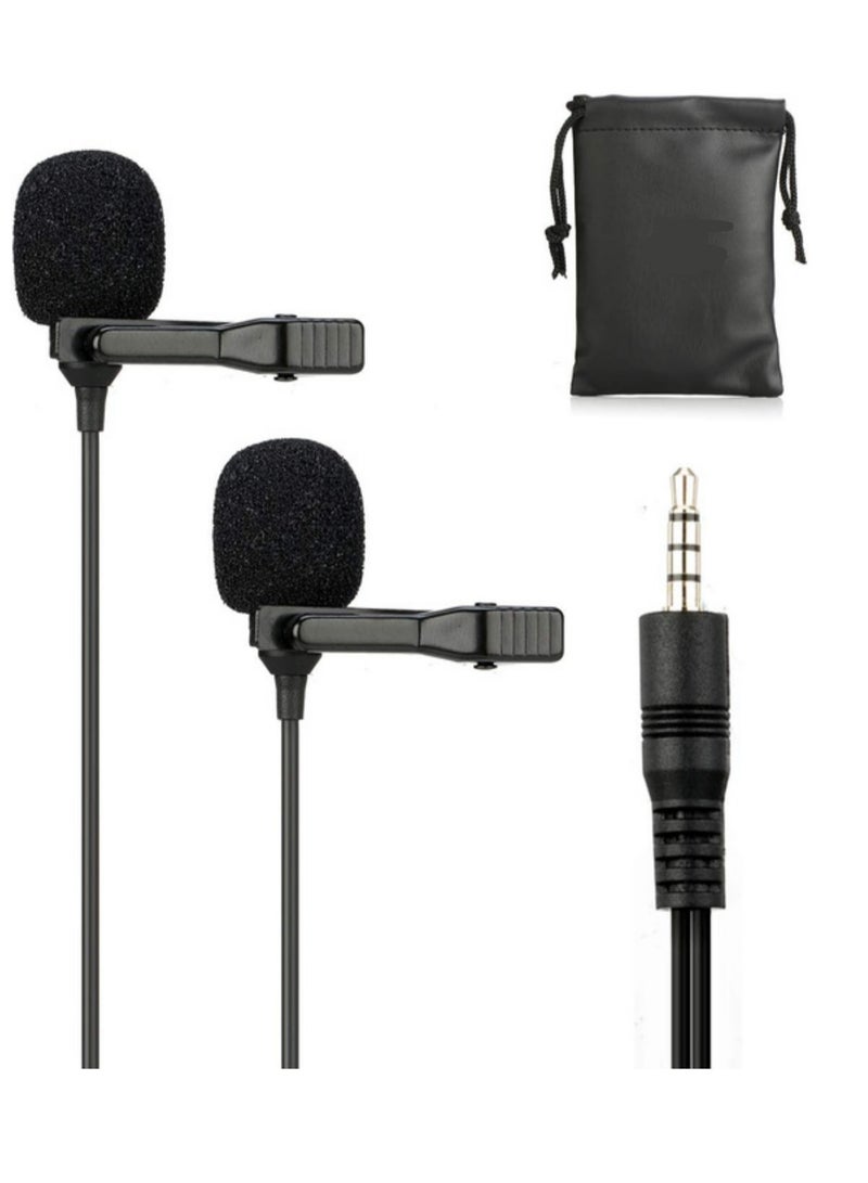 Dual-head Lavalier Mic – Professional Clip-on Omnidirectional Condenser Microphone for iPhone, Android, PC, YouTube, Interviews, Video Calls & Podcasts - Image 1