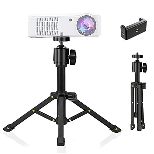JCWINY Mini Projector Stand, All Metal Mini Tripod Desktop Tabletop Stand Compact Desk Tripod for Mini Projector, Logitech Webcam, iPhone, Camera, Smooth 4, Osmo Mobile, Vimble 2 - Image 1