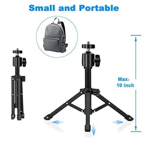 JCWINY Mini Projector Stand, All Metal Mini Tripod Desktop Tabletop Stand Compact Desk Tripod for Mini Projector, Logitech Webcam, iPhone, Camera, Smooth 4, Osmo Mobile, Vimble 2 - Image 4