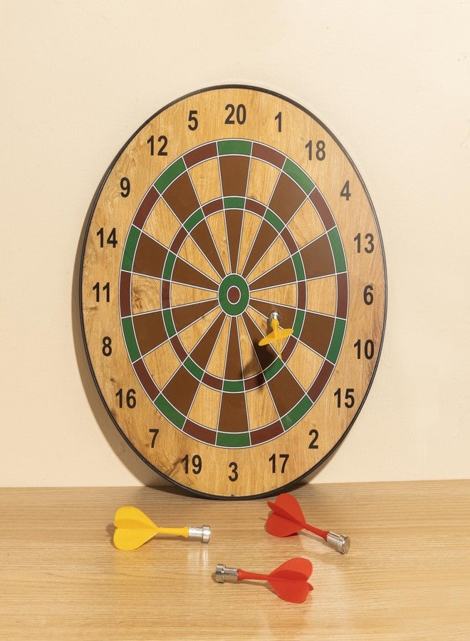 ROARIFY Magnetic Dart Board Set - 11 Inch Wide with 4 Magnetic Darts | Safe Dartboard Target Board Game Set | Score Dartboard Kit Set for Indoor and Outdoor (28 Cm Diameter) (Wooden Color) - Image 1