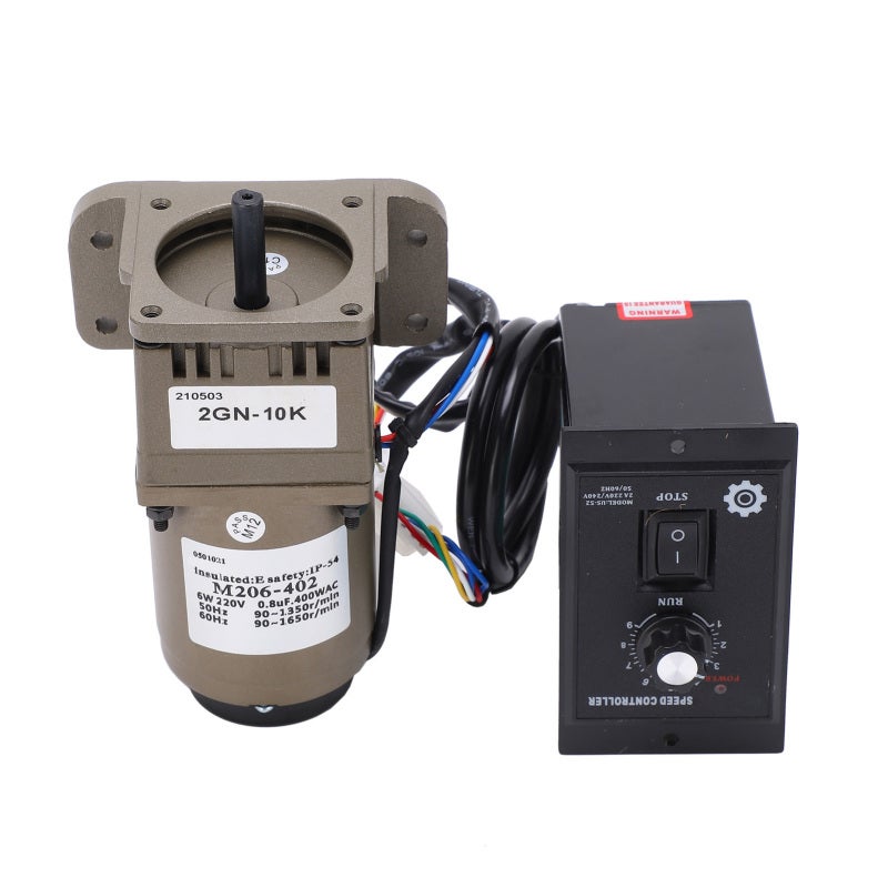 MOTOR AC 220V 6W Gear Motor Single Phase Asynchronous - Reversible Adjustable Speed - High Moment of Force Metal Motor for Packaging Machinery - Image 1