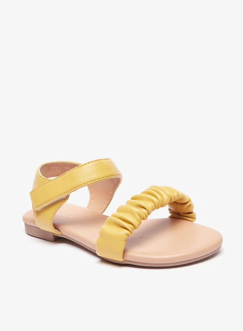 Flora Bella By Shoexpress Girls Ruched Strap Sandals with Hook and Loop Closure