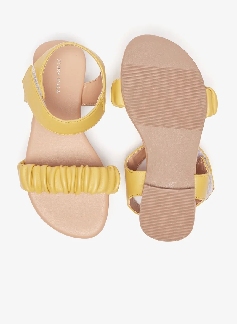 Flora Bella By Shoexpress Girls Ruched Strap Sandals with Hook and Loop Closure