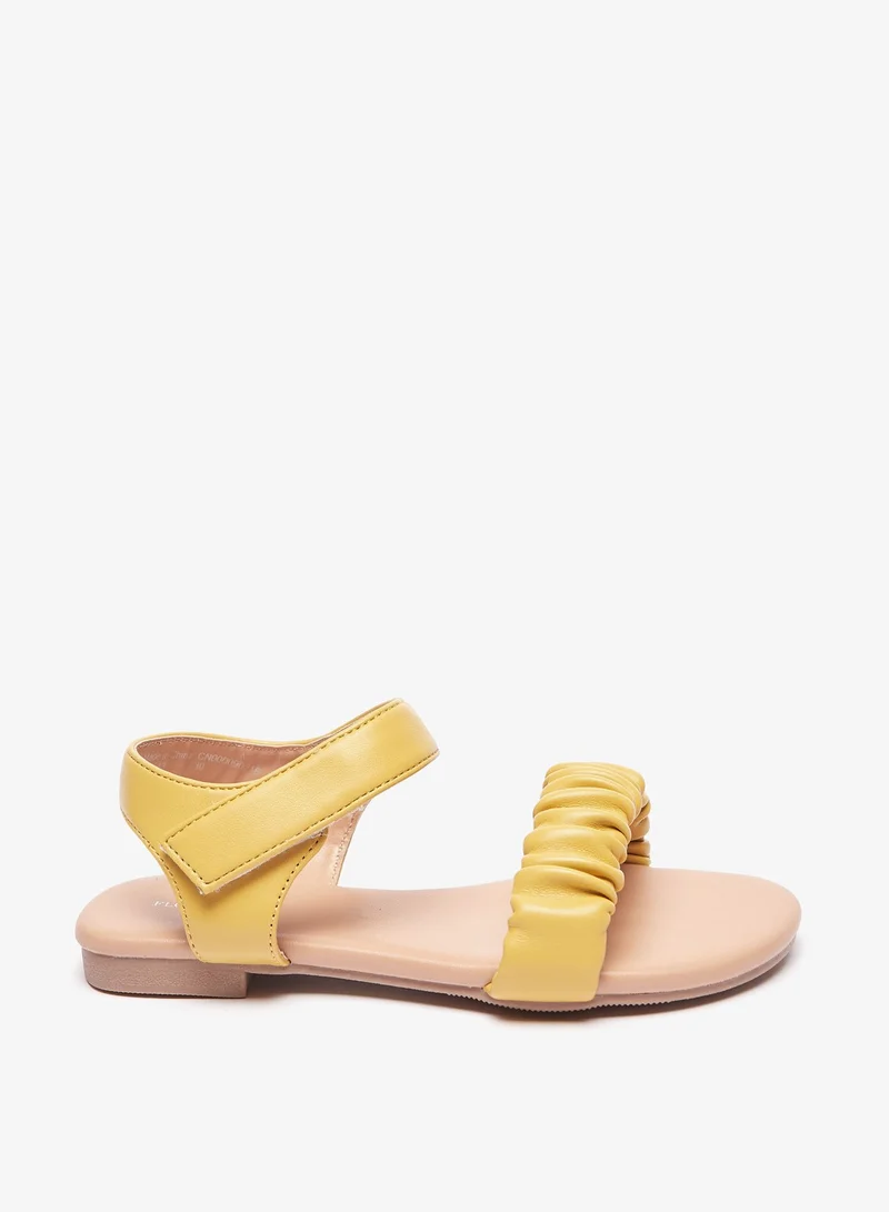 Flora Bella By Shoexpress Girls Ruched Strap Sandals with Hook and Loop Closure