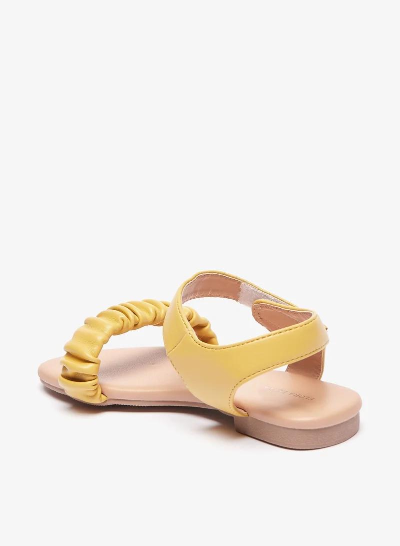 Flora Bella By Shoexpress Girls Ruched Strap Sandals with Hook and Loop Closure