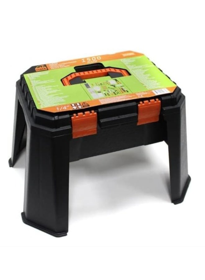 اسما مجموعة أدوات ISMA الكاملة للأعمال اليدوية، 1500 قطعة في حقيبة متينة. أدوات متعددة الاستخدامات للمنزل، المرآب، والأنشطة الخارجية. هدية مثالية للرجال بتصميم أنيق. - Image 2