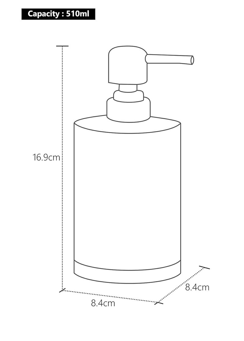 Obsessions Obsessions Large Size Soap & Lotion Dispenser, Chrome Finish Pump, Polyresin, Ideal for Bathroom, Kitchen Vanity 510ml (L) 8.4 x (W) 8.4 x (H) 16.9cm_Brown - Image 4