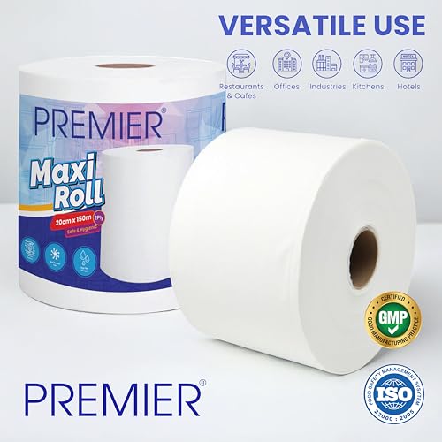 Premier 2 Ply Maxi Tissue Paper Roll- Pack of 1 | 750 pulls | Multipurpose Disposable Paper Napkins | 20 cms x 150 m | Soft, Gentle, Highly Absorbent & Hygienic Tissues - Image 4