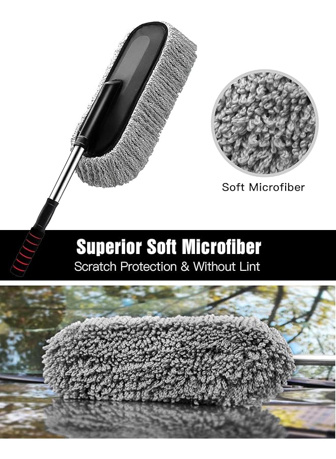 Excefore Car Duster - Extendable Long Handle Microfiber Car Duster, Scratch-Free Exterior Car Cleaning Tool, Dust Brush For Trucks, Pickups, Motorcycles, And More, Gray. - Image 5