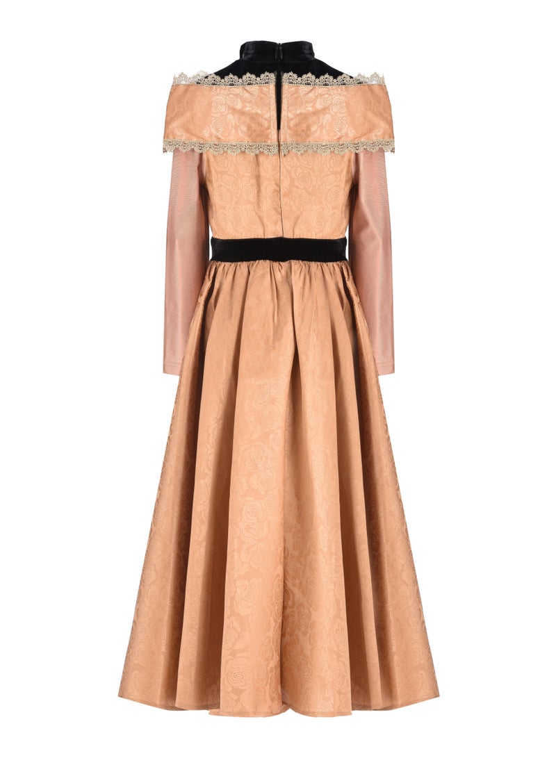 Party Centre Officially Licensed Disney Golden Princess Belle Prestige Dress Up Costume with Headpiece  - Image 3