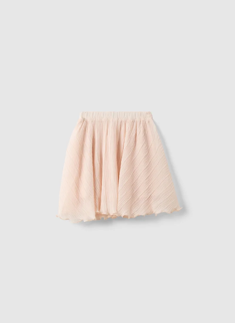 او في اس Ovs Pink Pleated Skirt For Girls With Elastic Waist