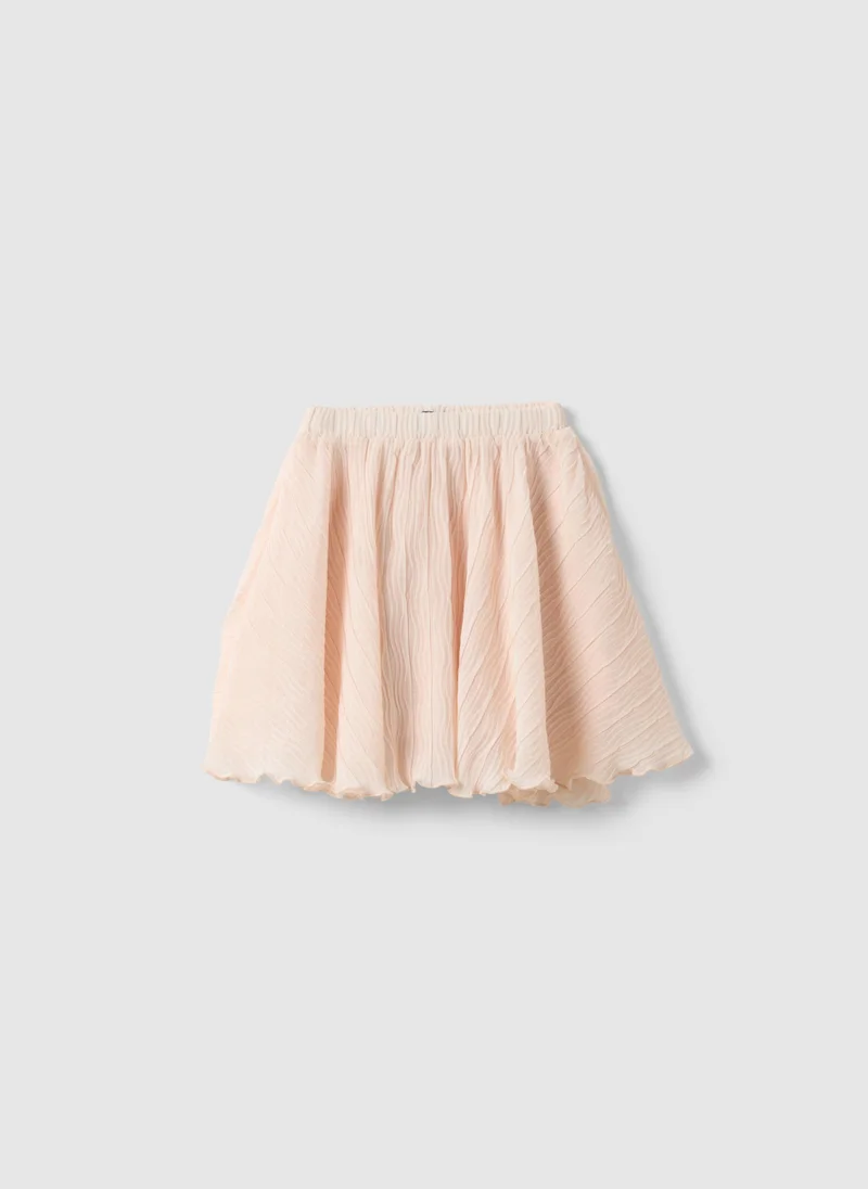 او في اس Ovs Pink Pleated Skirt For Girls With Elastic Waist