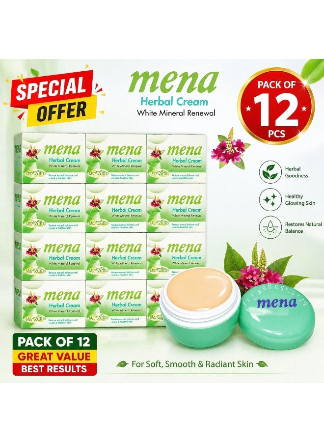 Mena Herbal Cream Small Pack (12 Pieces) – Skin Brightening & Mineral Renewal Cream - Image 1