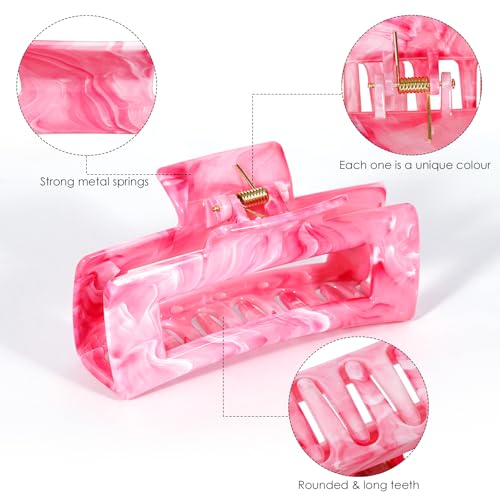 SHINLEA 3Pcs Hair Claw Clips for Women, 4.1 Inch Non slip Medium Claw Clip, Reference Ink Painting Design, Ideal for Home Party and Work Styling, Hair Accessories for Girls Gift (Pink Blue Gray) - Image 2