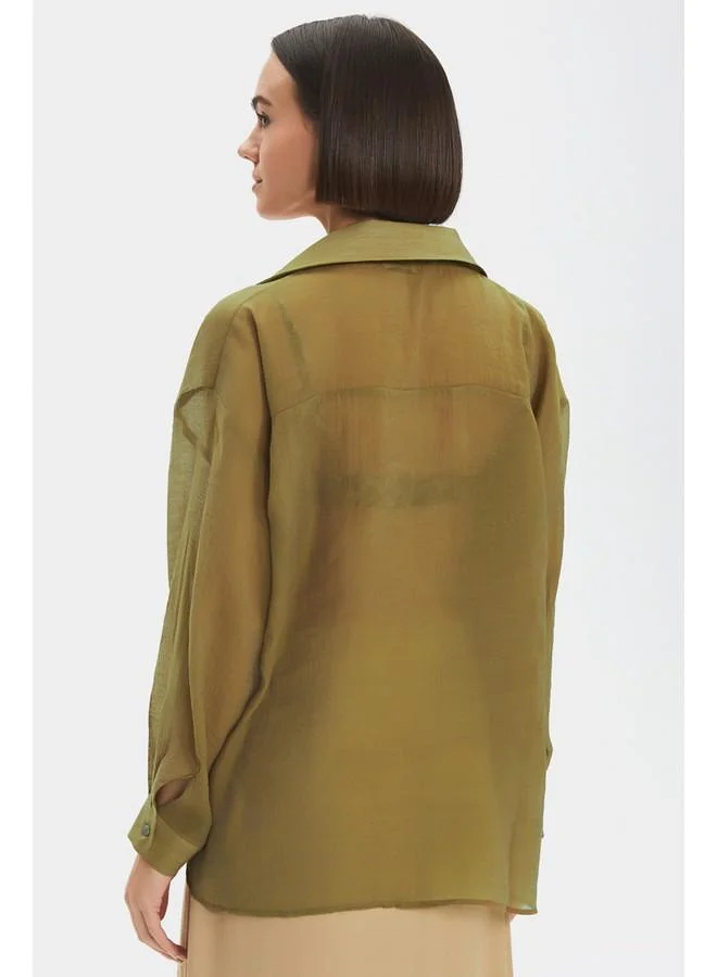 JUNE June Modal Blend Oversize Basic Shirt Light Green