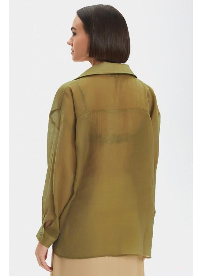 جون قميص أساسي واسع من مزيج المودال - أخضر فاتح - Image 5