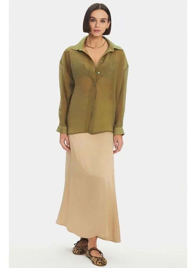 JUNE Modal Blend Oversize Basic Shirt Light Green