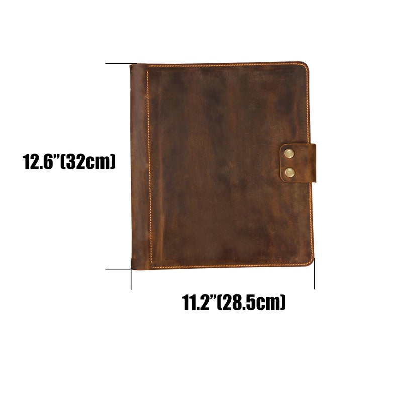D&M leather studio Handmade Leather Sheet Music Binder,Personalized vintage leather music organizer cover,full grain leather concert choir music folder for band Z05-LMF05S, Brown - Image 4