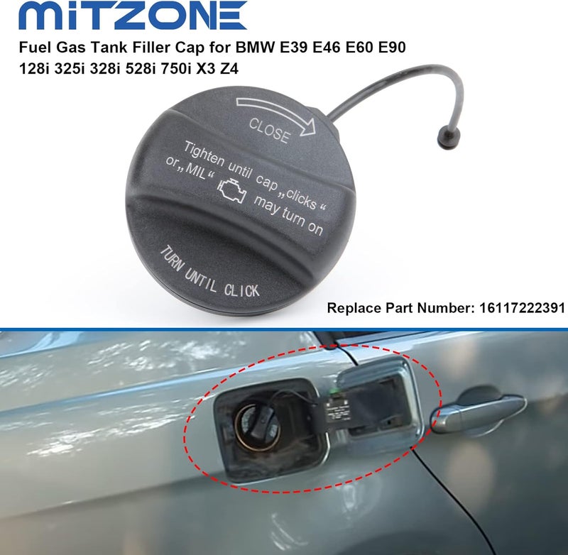 MITZONE Fuel Tank Gas Cap Compatible with Mini Cooper BMW 320i 325i 328i 328xi 525i 528i 528xi 535i X5 X6 X3 X1 and Most BMW Vehicle - Image 5