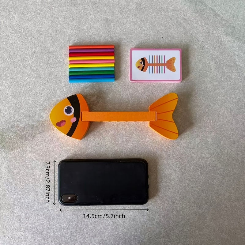 Wood Fishbone Insert Stick Matching Game Color Sorting Puzzle Toy Color Coded Learning Activity Fine Motor Skills Development Educational Toy For Children Use - Image 3
