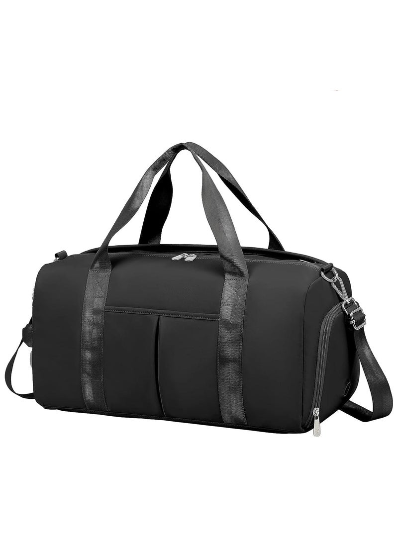 Generic Women's Men's Gym Bag Waterproof Sports Duffel Bag with Wet Bag and Shoe Compartment Travel Duffel Bag Weekend Overnight Bag Hospital Bag Travel Bag Carry-On Bag Swim Bag Beach Bag  (Black)  - Image 1