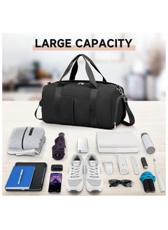 Generic Women's Men's Gym Bag Waterproof Sports Duffel Bag with Wet Bag and Shoe Compartment Travel Duffel Bag Weekend Overnight Bag Hospital Bag Travel Bag Carry-On Bag Swim Bag Beach Bag  (Black)  - Image 2