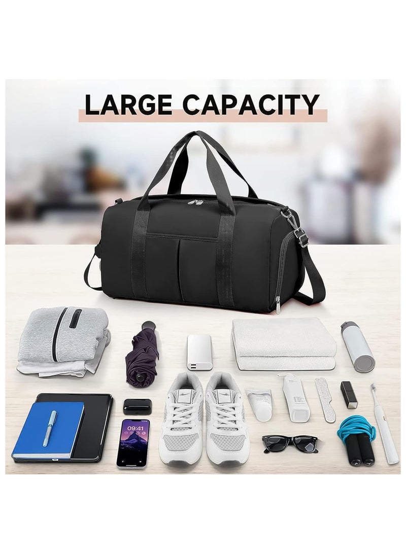 Generic Women's Men's Gym Bag Waterproof Sports Duffel Bag with Wet Bag and Shoe Compartment Travel Duffel Bag Weekend Overnight Bag Hospital Bag Travel Bag Carry-On Bag Swim Bag Beach Bag  (Black)  - Image 2