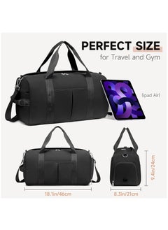 Generic Women's Men's Gym Bag Waterproof Sports Duffel Bag with Wet Bag and Shoe Compartment Travel Duffel Bag Weekend Overnight Bag Hospital Bag Travel Bag Carry-On Bag Swim Bag Beach Bag  (Black)  - Image 5