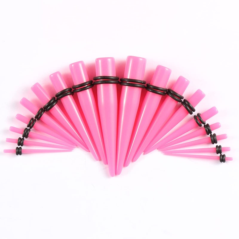 Memsion Ear Stretching Kit Gauges for Ears 46 Pieces 14G-00G Ear Gauges Expander Set Acrylic Ear Tapers and Plugs Body Earring Piercing Kits Pink color - Image 3