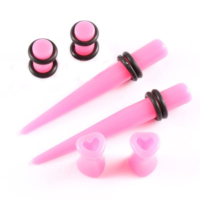 Memsion Ear Stretching Kit Gauges for Ears 46 Pieces 14G-00G Ear Gauges Expander Set Acrylic Ear Tapers and Plugs Body Earring Piercing Kits Pink color - Image 2