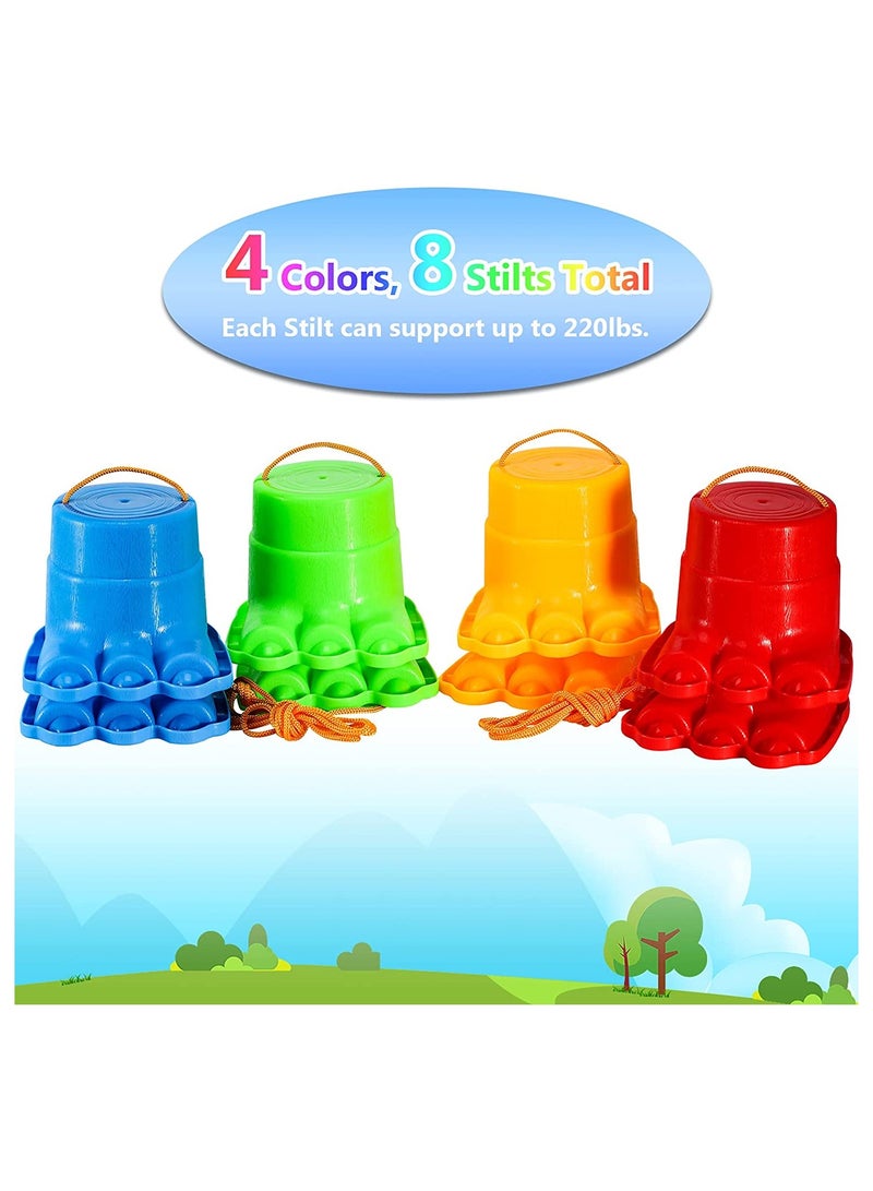 KASTWAVE Balancing Stilts for Kids, 4 Pairs Plastic Walking Stilts Children Monster Feet Toys with Adjustable Rope Gifts for Balance and Coordination, Strength, Active Play (8 Stilts Total) - Image 2