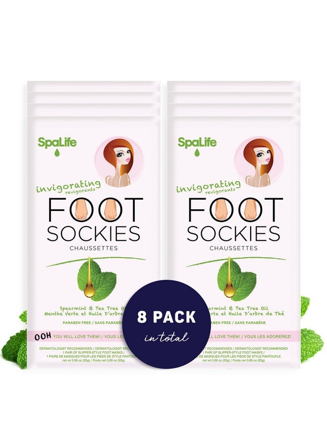 سبا لايف جوارب لتنعيم القدم (8 عبوات) مجموعة تقشير بزيت النعناع وشجرة الشاي من أجل أقدام صحية، إصلاح مكثف، مزيل مسامير القدم، حل للبشرة الجافة، علاج مرطب للقدم - Image 1