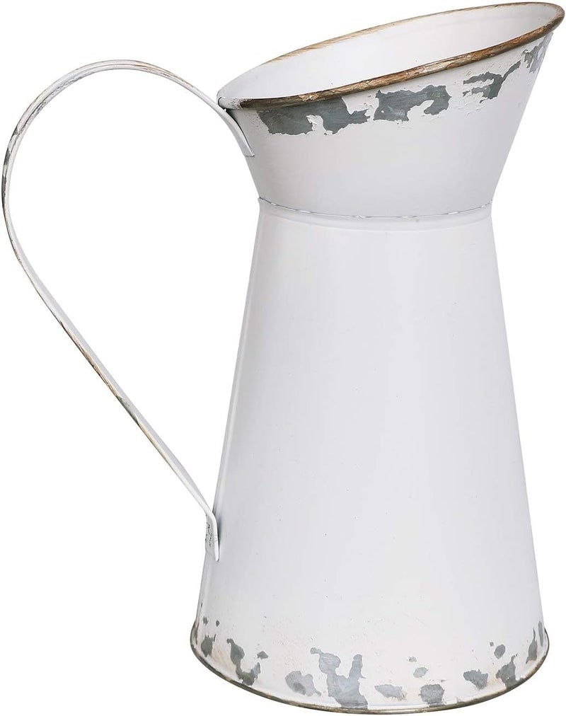 APSOONSELL Rustic Shabby Chic Vase Small Metal Vase Vintage Milk Jug Mini Pitcher Decorative Flower Vase Farmhouse Decor for Home, Kitchen, Bathroom - Image 3