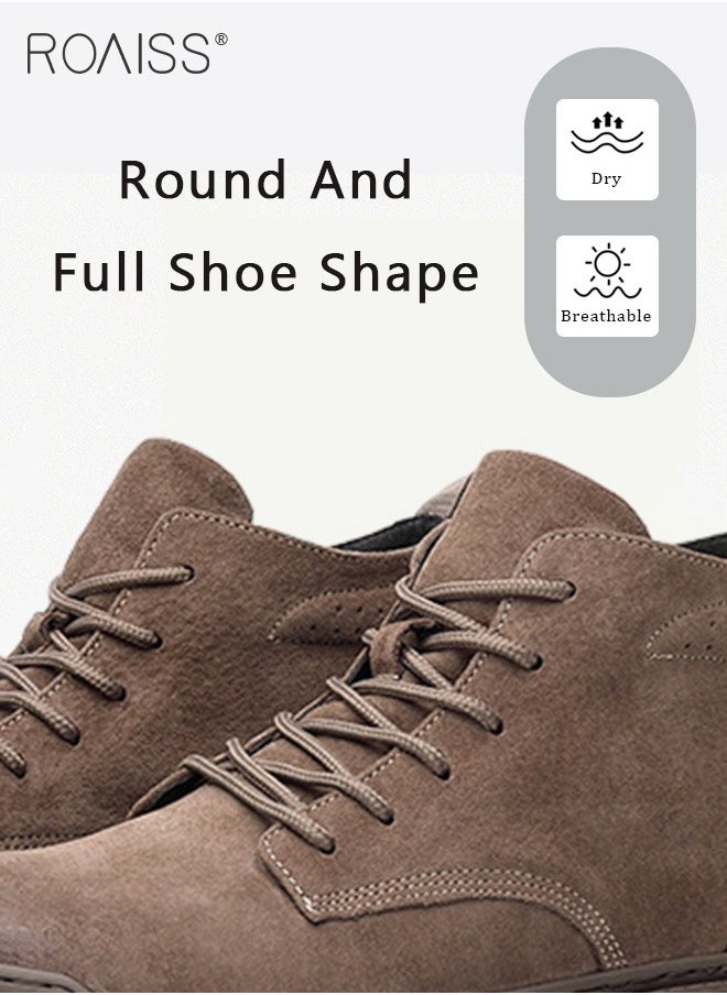 roaiss - Men’s Soft Leather Ankle Casual Loafers Lace-Up Anti Slip Walking Shoes Men's Tooling Style Martin Boots Men Casual Mid Top Leather Boots  Men's Boots Ankle Lace Up Casual Boots - Image 1
