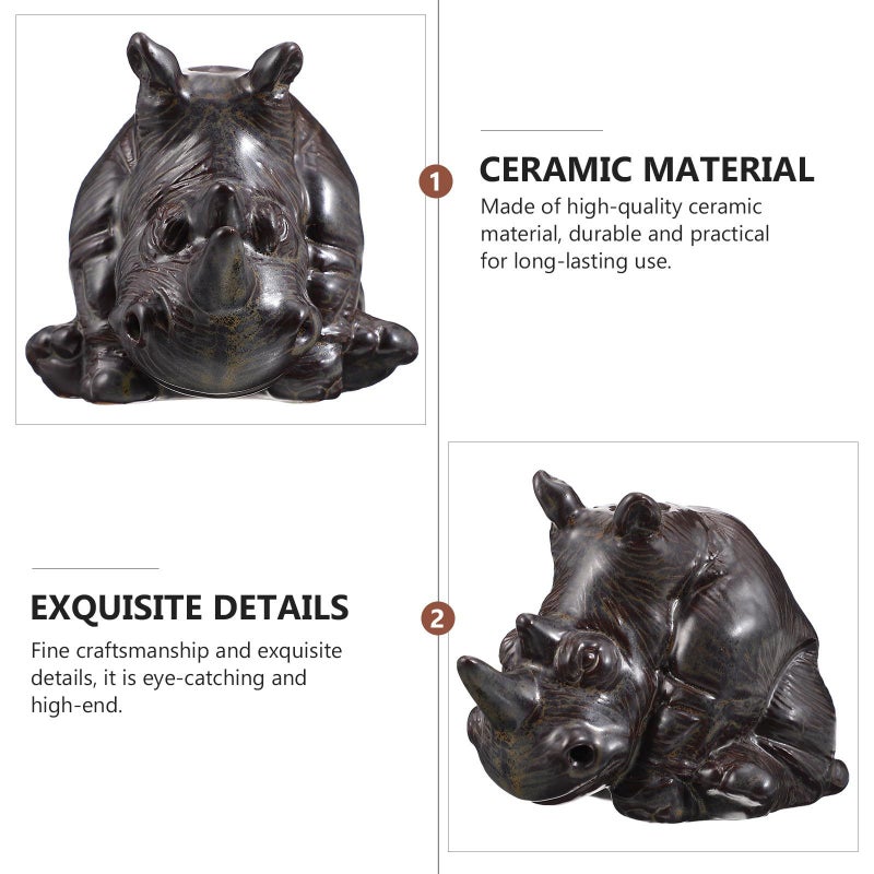 موقد البخور الخزفي ذات التدفق العكسي حيوان الشاي الصغير زينة المكتب للاسترخاء المنزلي طقوس العلاج العطري - Image 4
