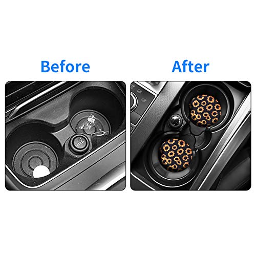 tifanso Car Cup Drink Holder Coaster, 2 Pack Car Coasters for Cup Holders, Cute Vehicle Accessories for Women and Girl (Sunflower) - Image 5