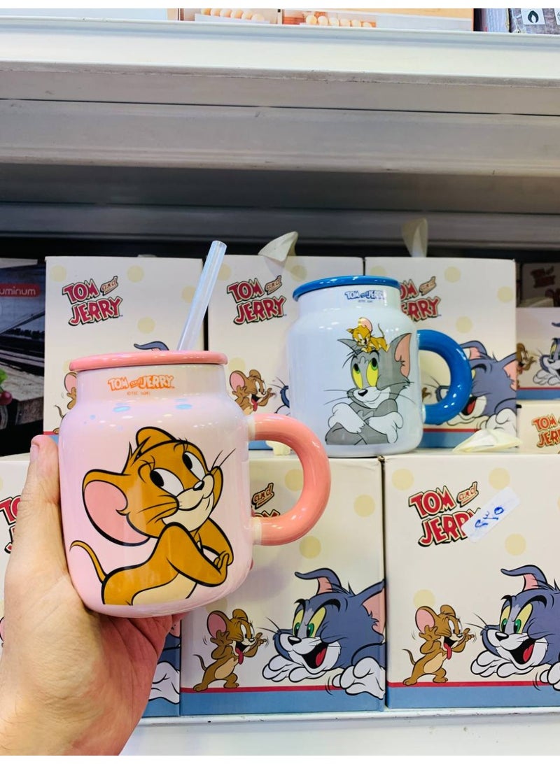Tom & Jerry Tom and Jerry Porcelain Mug with Straw - Double Design and Multicolor - Image 3