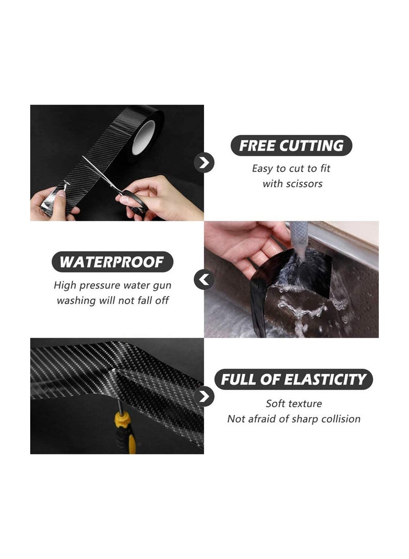 Car Door Edge Guards Scratch Cover Sill Protector Bumper Protector 5D Carbon Fiber Car Wrap Film Automotive Self-Adhesive Anti-Collision Film Fits for Most Cars (1.2In x 33Ft Black) - Image 2