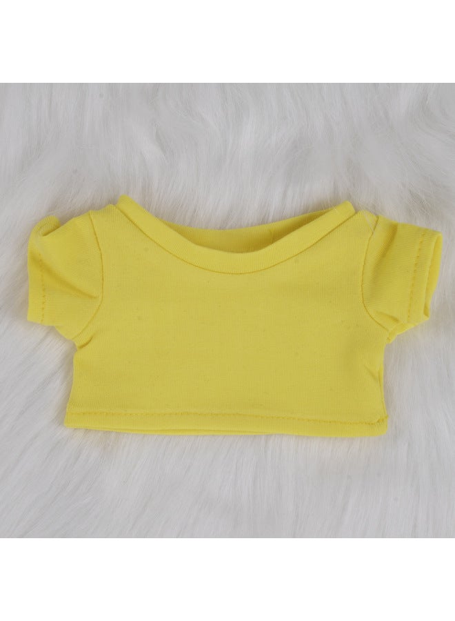 Doll 10/15cm20cm Cotton Doll Black And White Short Sleeve T-shirt Doll Doll Clothes Can Add LOGO Pattern-Specifications:20cm-Color:Yellow T-shirt  - Image 5