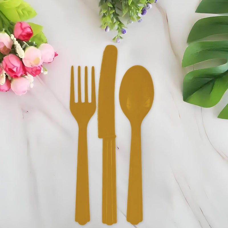 Amscan Assorted Gold Plastic Cutlery (Pack of 24) - Elegant, Durable & Disposable Party Supplies for Every Occasion - Image 3