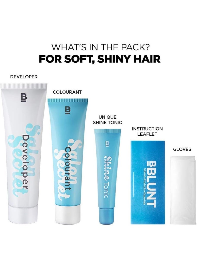 BBLUNT Salon Secret High Shine Crème Hair Colour, Chocolate Dark Brown 3 | With Shine Tonic | No Ammonia | 100% Grey Coverage | Lasts Up to 8 Weeks | Enriched with Silk Proteins & Pro-Vitamin B5 - Image 2